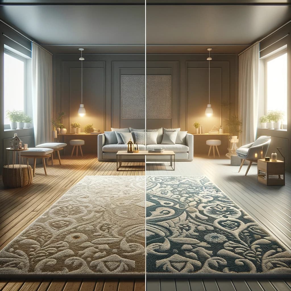 alfombras diseño interior crear espacio ilusión óptica colores claros patrones lineales estrategias de colocación